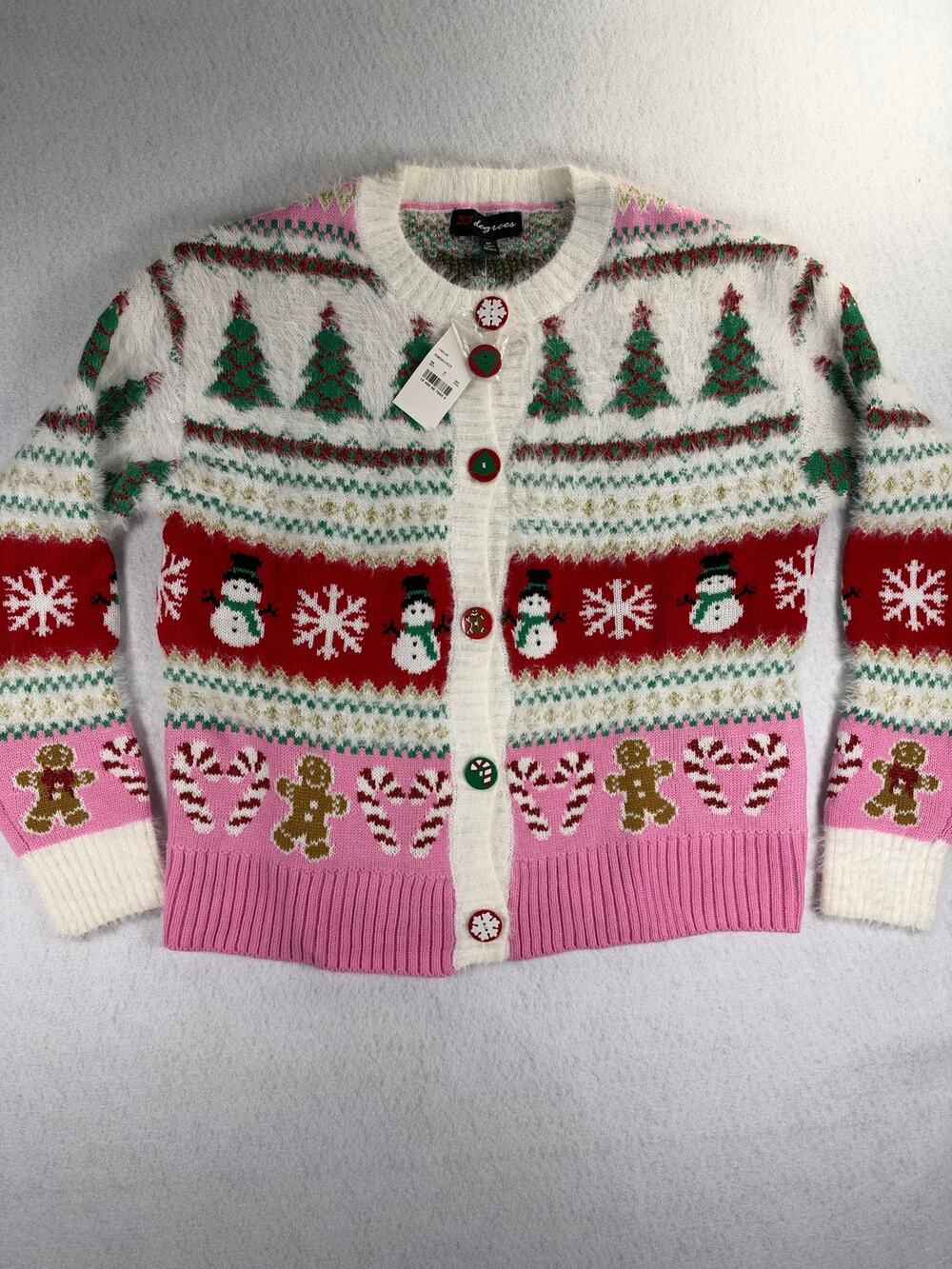33 Degrees Festive Holiday Icons Cardigan Coquette Ugly Christmas Sweater M